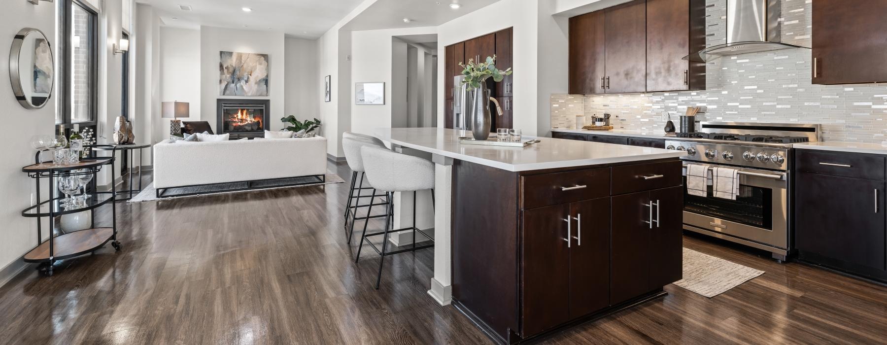 spacious kitchen open to living room