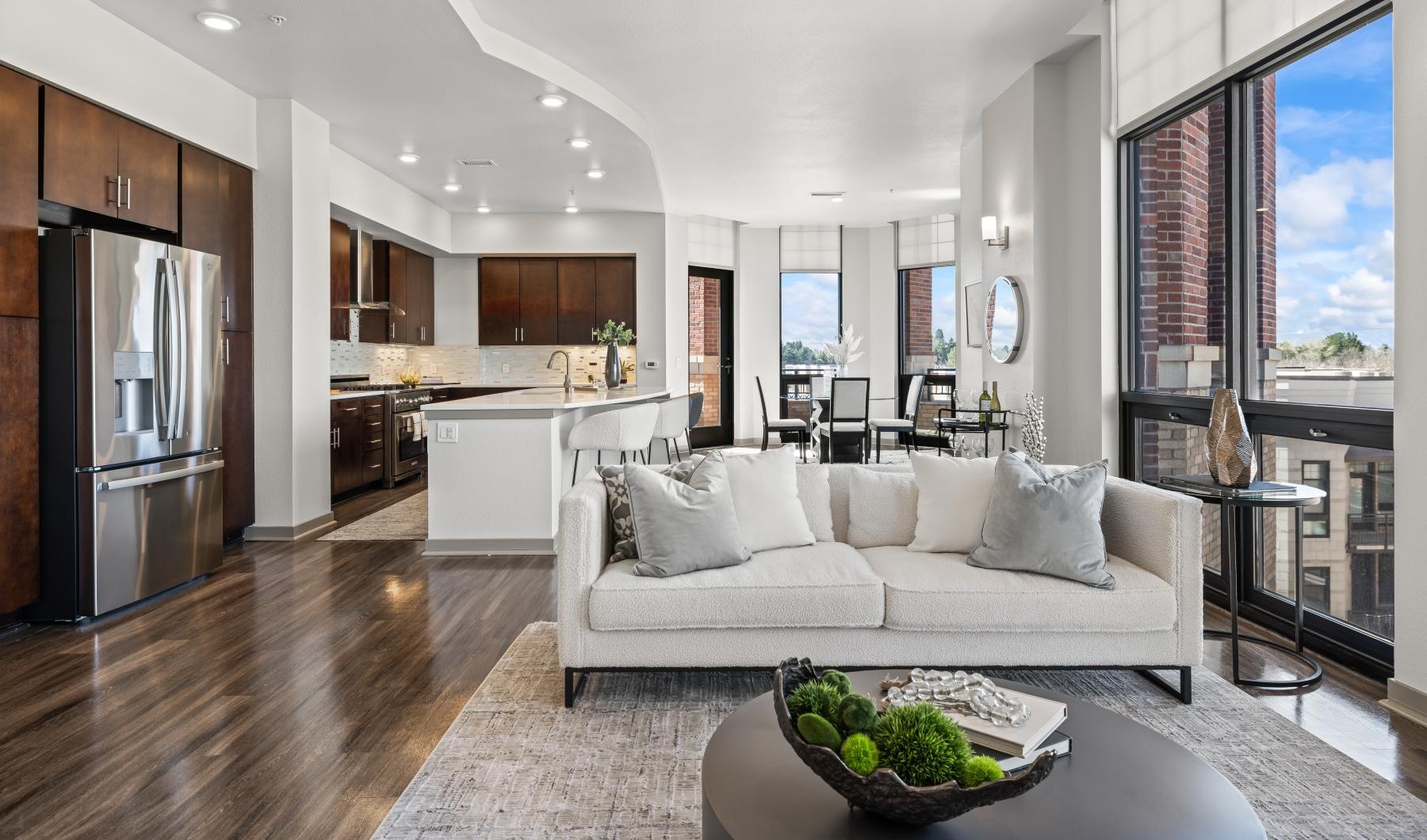 open living room with a large window