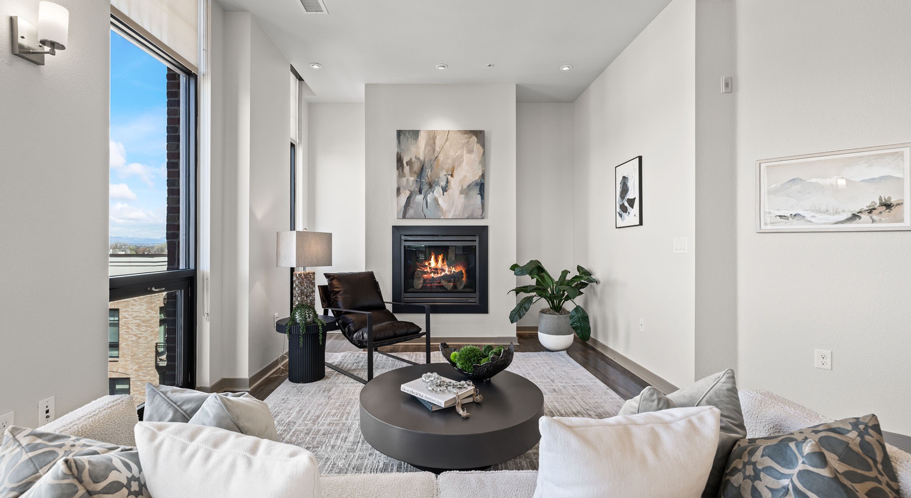 living room with fireplace