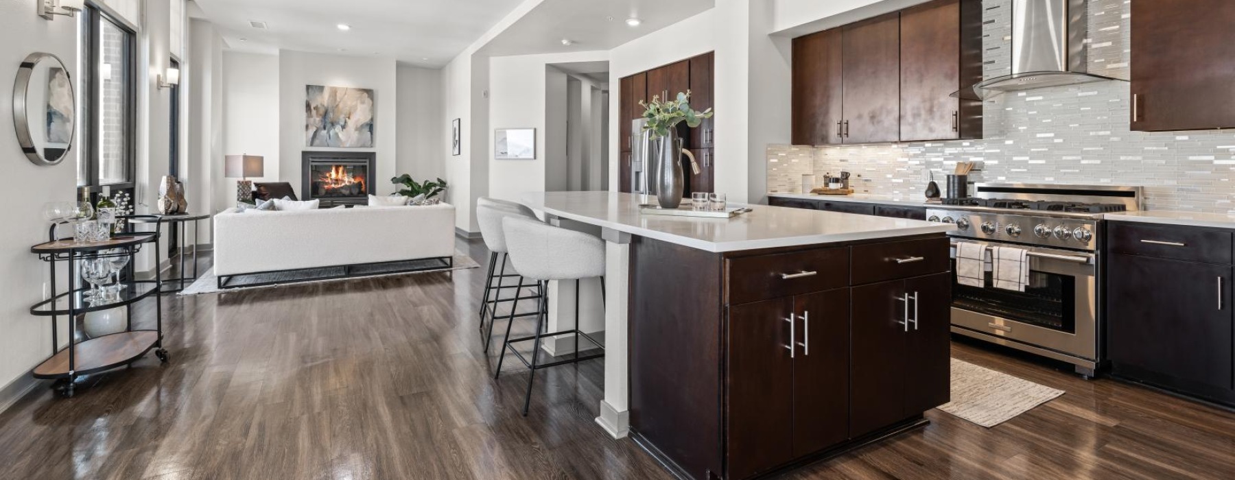 spacious kitchen open to living room